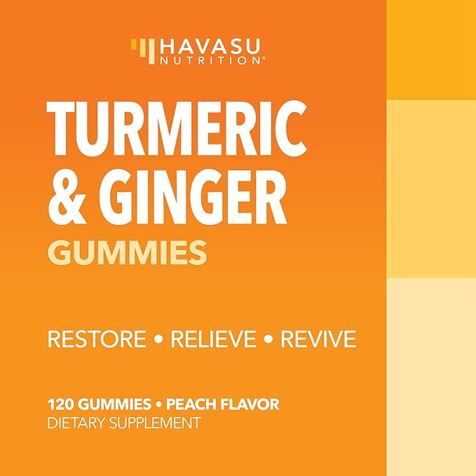 Turmeric Gummies with Ginger and 95% Curcuminoids - Digestive Health and Immune Support Supplement for Overall Wellness - 120 Count - Vegan, Non-GMO Curcumin Vitamin - Peach Flavor, 2 Month Supply