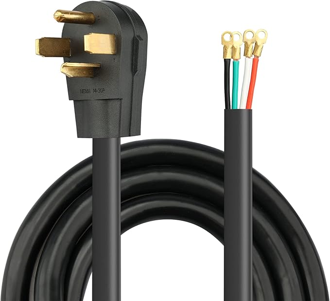 RVMATE 4 Prong SRDT Dryer Cord 5 Feet, 30 Amp Appliance Power Cord (NEMA 14-30P to 4-Wire), 4 Wires with O Ring Terminal Connectors, 100% Copper Wire, ETL Listed