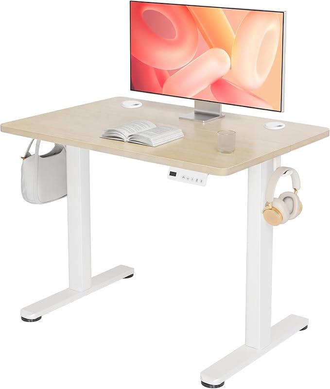 YDN 32 x 19 Inch Nature Electric Standing Desk | Adjustable Height, Sit Stand, Cable Management, Ergonomic, Home Office