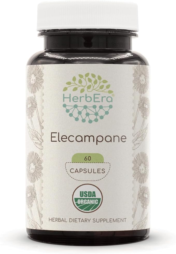 Elecampane USDA Organic 60 Capsules | Natural Herbal Supplement | Certified Organic Vegetarian Capsules and Organic Elecampane (Inula Helenium) Dried Root (60 Capsules)