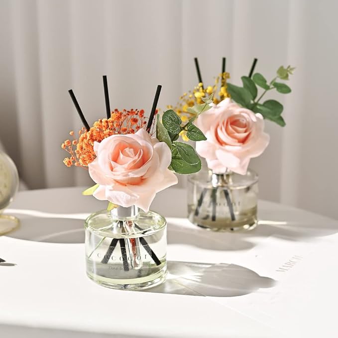 COCODOR Rose Flower Reed Diffuser/White Jasmine/6.7oz/1Pack / Home Fragrance Scent Essential Oil Stick Diffuser for Bedroom Bathroom Home Decor for Women