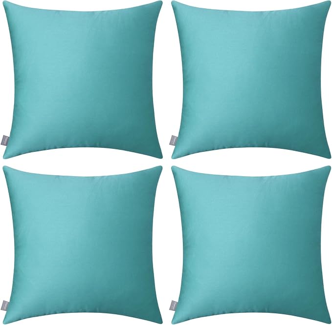 Thmyo 4-Pack 100% Cotton Comfortable Solid Decorative Throw Pillow Case Square Cushion Cover Pillowcase Sublimation Blank Pillow Covers DIY Throw Pillowcase for Sofa Bedroom(24x24 inch/ 60x60cm,Green)