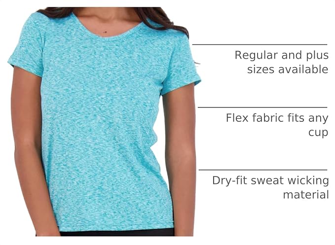 5 Pack Women's Dry Fit V Neck Workout Tops T Shirts Athletic Gym Yoga Tees | Available In Plus Size, Cooling Moisture-Wicking, Short Sleeve, Quick-Dry, Fitness, Stretch, Exercise, Running, Hiking