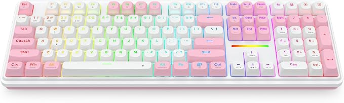 Redragon K745 PRO Wireless 108-Key Gasket RGB Gaming Keyboard, 4 Hotkeys | Extra Shortcut Keys, 0-Delay Tri-Mode, Cushioned Noise Dampening for Creamy Thocky Sound, Unfaded PBT Keycaps, PRO Software