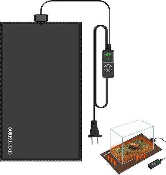 8 by 18-inch 25W Reptile Heating Pad Graphene with Temperature Control Reptile Tank Heat Pad Terrarium Under Tank Heater Mat for Snake Lizard Hermit Crab Reptiles Turtle Thermostat