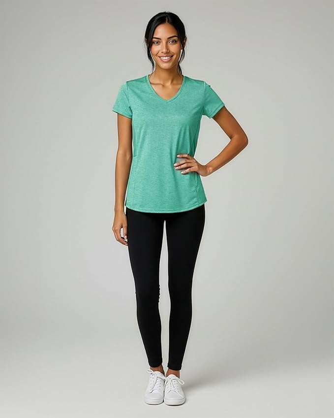 5 Pack Women's Dry Fit V Neck Workout Tops T Shirts Athletic Gym Yoga Tees | Available In Plus Size, Cooling Moisture-Wicking, Short Sleeve, Quick-Dry, Fitness, Stretch, Exercise, Running, Hiking
