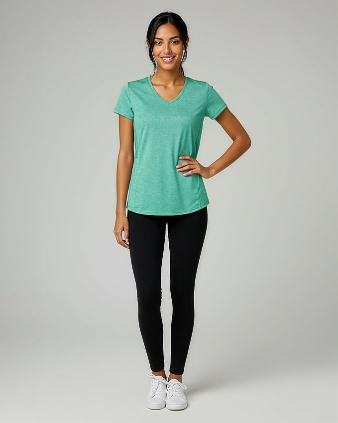 5 Pack Women's Dry Fit V Neck Workout Tops T Shirts Athletic Gym Yoga Tees | Available In Plus Size, Cooling Moisture-Wicking, Short Sleeve, Quick-Dry, Fitness, Stretch, Exercise, Running, Hiking