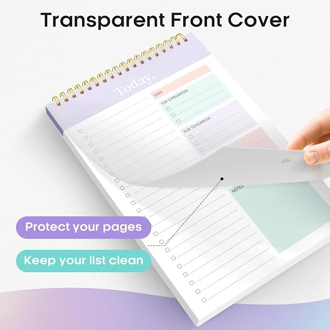 Taja To Do List Notepad, Undated Daily Planner for Work and Goal Setting | Violet Dream, 52 Sheets, 9.8" x 6.5" , for Office, Home and school, Daily Task Planning, Notes and Everyday Organization