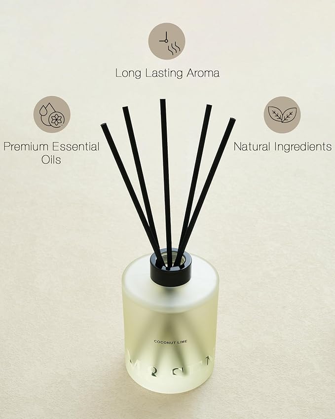 M&SENSE Coconut Lime Reed Diffuser Set - 16.9 fl oz Long-Lasting Scent, Large Natural Oil Diffuser with Sticks, Non-Toxic Aromatherapy Diffuser Gift for Home, Spa & Bedroom