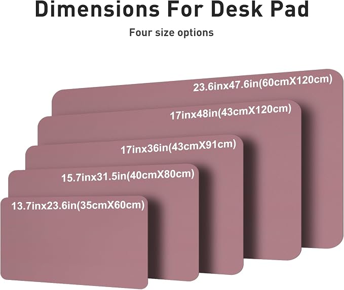 Aothia Faux Leather Desk Mat – Large Mouse Pad, Non-Slip PU Leather Blotter, Waterproof Writing Surface for Office and Home (Dark Pink, 47.2" x 23.6")