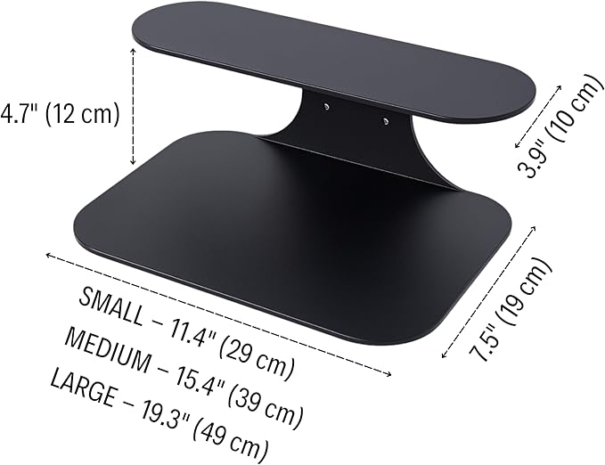 Black Metal Floating Nightstand – Wall Mounted Bedside Shelf for Bedroom, Minimalist Modern Floating Shelf, Powder-Coated Steel Wall Rack (Small - 11.4")