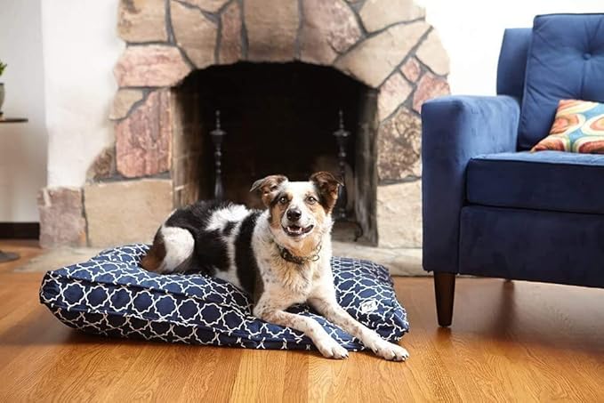 Molly Mutt Sheepy Wool Crate Mat - 100% Cotton Canvas Cover with Temperature-Regulating 100% Natural Wool-Filled Insert Dog Bed - Soft & Supportive Wool-Filled Bed - (54"x37"x2.5", Forever Young)