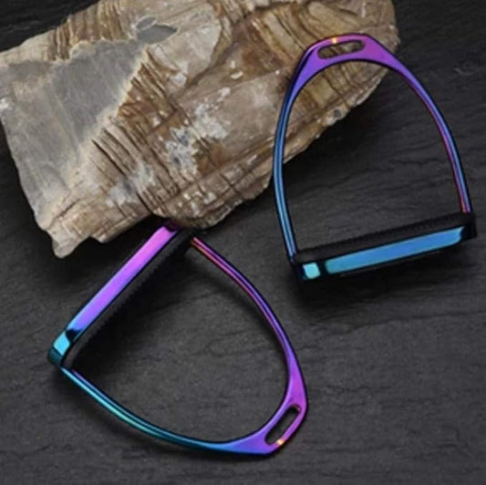5" Rainbow Multi Color Horse Riding Safety Stirrups Irons Gloss Finish Fillis English Riding Protection Saddle Stainless Steel Equestrian