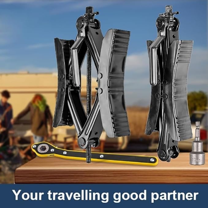 Gotuvs Wheel Chock X Shaped RV Chocks Stabilizer for Travel Trailer,Anti-Move Tire Wheel Chock with Accessories-Pair Accessories Wrench Adjustable 3.5"-10.5" （2 Pack） Black