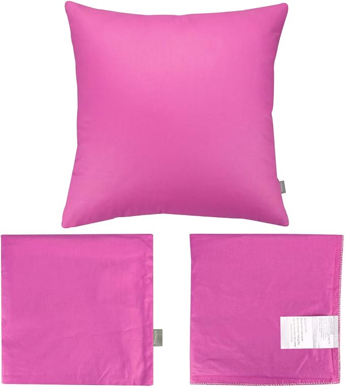 Thmyo 4-Pack 100% Cotton Comfortable Solid Decorative Throw Pillow Case, Square Cushion Cover Pillowcase Sublimation Blank Pillow Covers DIY Throw Pillowcase for Sofa(24x24 inch/ 60x60cm,Rose red)