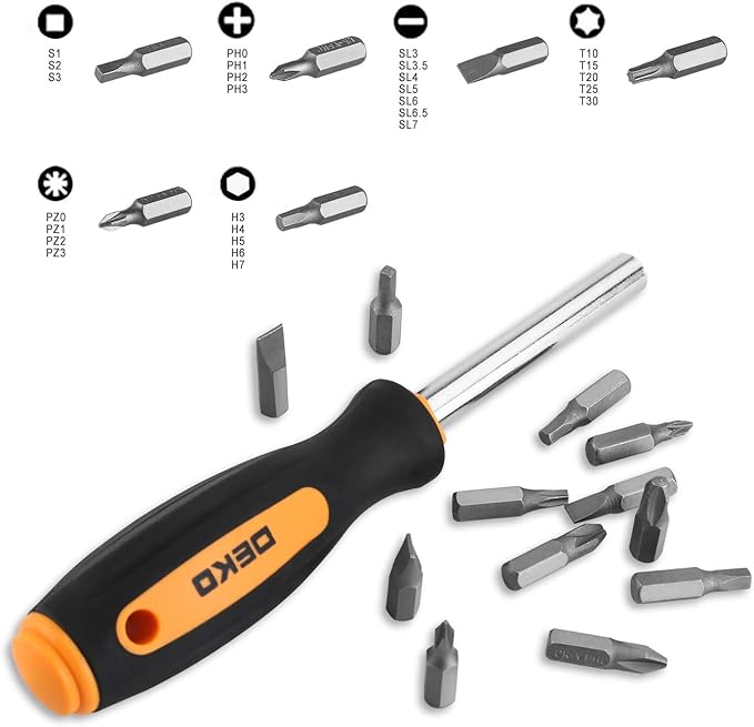 DEKO 196 Piece Tool Set General Household Hand Tool Kit with Rip Claw Hammer,Lineman's Plier, Measure Tape Rule & Plastic Toolbox Storage Case