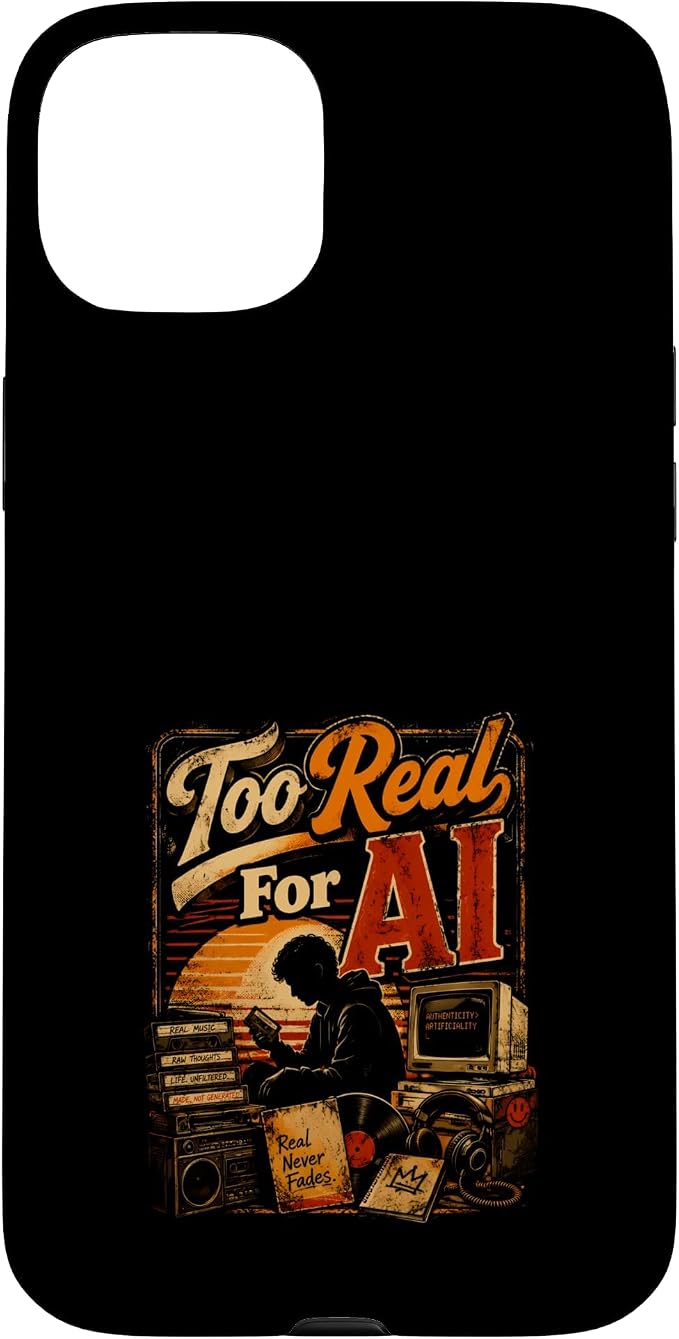 Too Real for AI - Authentic Music Lovers Case for iPhone 15 Plus