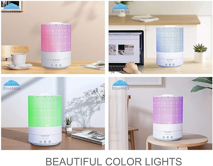 BlueHills Premium Large 3000 ML and 2500 ML XL Essential Oil Diffusers Humidifier Combo Set of 2 for Large Room Home with Décor LED Lights Great Gift – Value Pack of White
