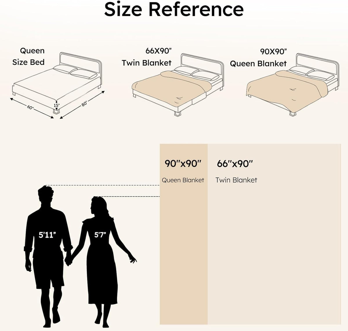 Unnivoll 100% Cotton Muslin Blanket Queen Size 90" x 90" for Bed Couch Summer Gauze Blanket for Adults Lightweight and Breathable Apricot
