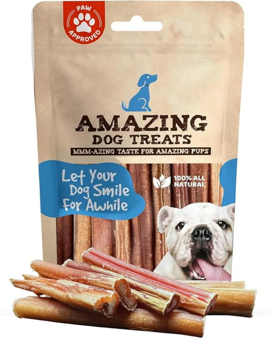 Amazing Dog Treats - 4-6 Inch Variety Bully Sticks (1 lb) - Premium Dog Chews - All Natural Rawhide Alternative - Long Lasting Dog Treats - No Hide Chew - 100% Beef - Promotes Canine Dental Health