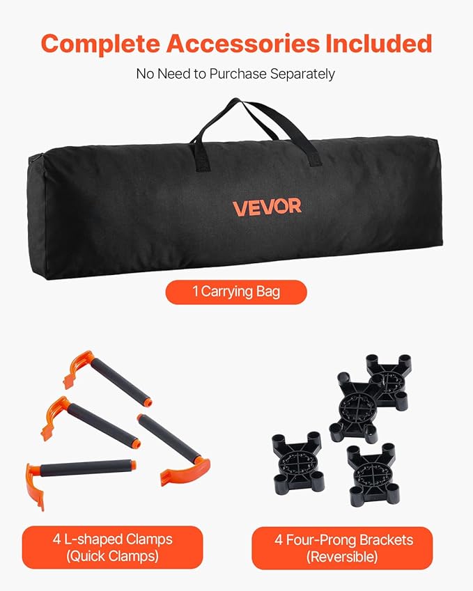 VEVOR Portable Folding Workstand, 8.05 x 4.13 ft Collapsible Workbench, 6000 lbs Weight Capacity, No Assembly Foldable Work Stand with Storage Bag, Table Top NOT Included, for Garage Workshop Outdoor