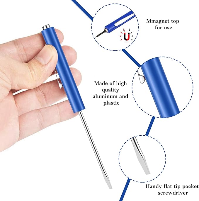 6 Pieces Pocket Screwdriver Mini Tops And magnetic pocket screwdriver with A Single Blade Head for Mechanical, Electrician (blue)