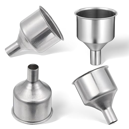 Stainless Steel Funnel for Flask Small Kitchen Funnel Set with 3/8" Spout for Transferring Coffee Beans Spice Blends Beer Oil Bottle