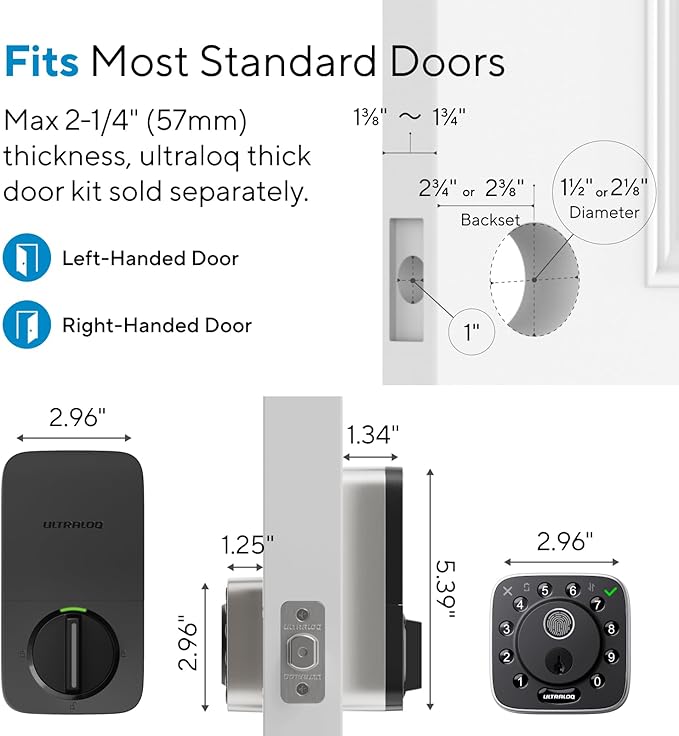 ULTRALOQ Bolt Fingerprint WiFi Smart Lock, Works with Apple Home, Siri, Alexa, 8-in-1 Keyless Entry with Fingerprint ID, App Remote Control, Keypad Deadbolt, BHMA Cert., Easy Install, 10 Mo. Battery