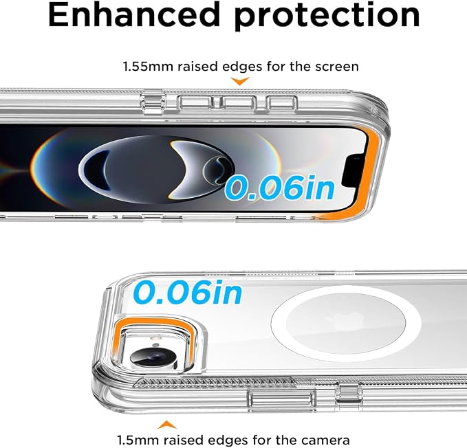 AICase for iPhone 17e Case/iPhone 16e Case Clear Support MagSafe 3 in 1 Heavy Duty Drop Protection Full Body Rugged Shockproof/Dust Proof 3-Layer Military Protective Tough Durable for 17e/16e 6.1"_1