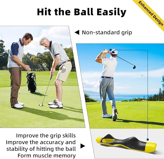 Enaud Golf Grip Trainer - Grip Trainer for Golf Swing Technique Used to Strengthen The Correct Grip Skills,Improve Swing Skills and Precision (Yellow)