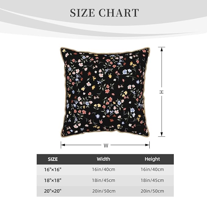 Black Floral Velvet Pillow Covers 20x20 Inch Vintage Colorful Wildflower Throw Pillows For Couch Farmhouse Cushion Covers Pillowcase Spring Summer Plant Pillow Cases For Sofa Bed Outdoor Decor