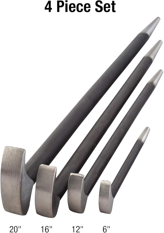 SUNEX TOOLS 9804 Rolling Head Pry Bar Set, 6-Inch - 20-Inch, 4-Piece