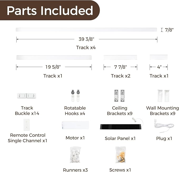 TWOPAGES Solar Powered Smart Curtain Track for Ceiling Mount and Wall Mount, 200 Inches Wide Electric Curtains Rail System Compatible with Google, Alexa App, Remote Control
