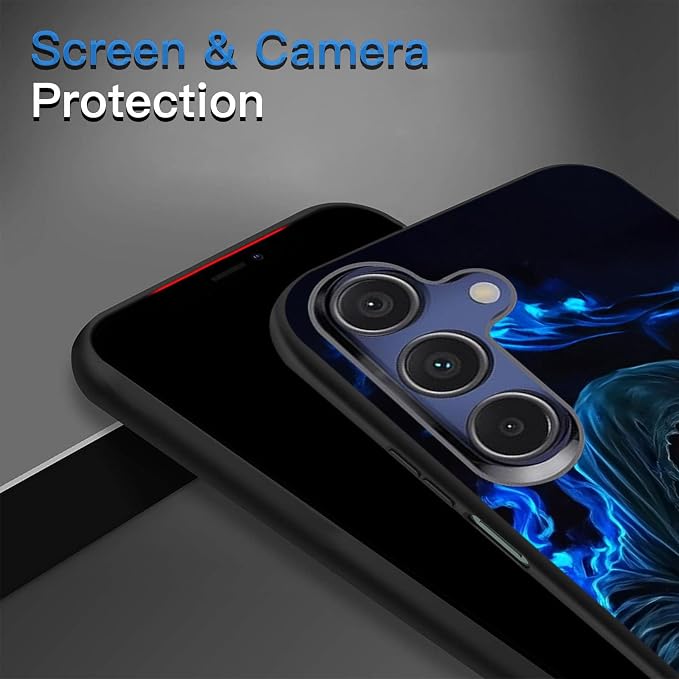 Designed for Galaxy A16 5G Phone Case,Slim Silicone Shockproof Protective Case for Galaxy A16 5G 6.7 inch,Skull with Blue Flame Art