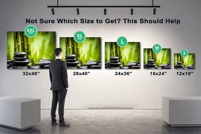GUTTATY Zen Wall Art Decor, Modern Bathroom Zen Decor Wall Art, Relaxing Canvas Wall Art for Spa Zen Room Decor, Green Bamboo Forest and Pebble Art Prints for Office & Spa Wall Decor 18x24 Inches