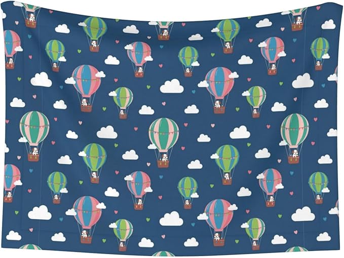 Dog and Cat Blanket in One, Dachshund Hot Air Balloon Dogs, Double Sided Plush Throw with Raised Dot Pattern on One Side and Flat Velvet on Other for Variety