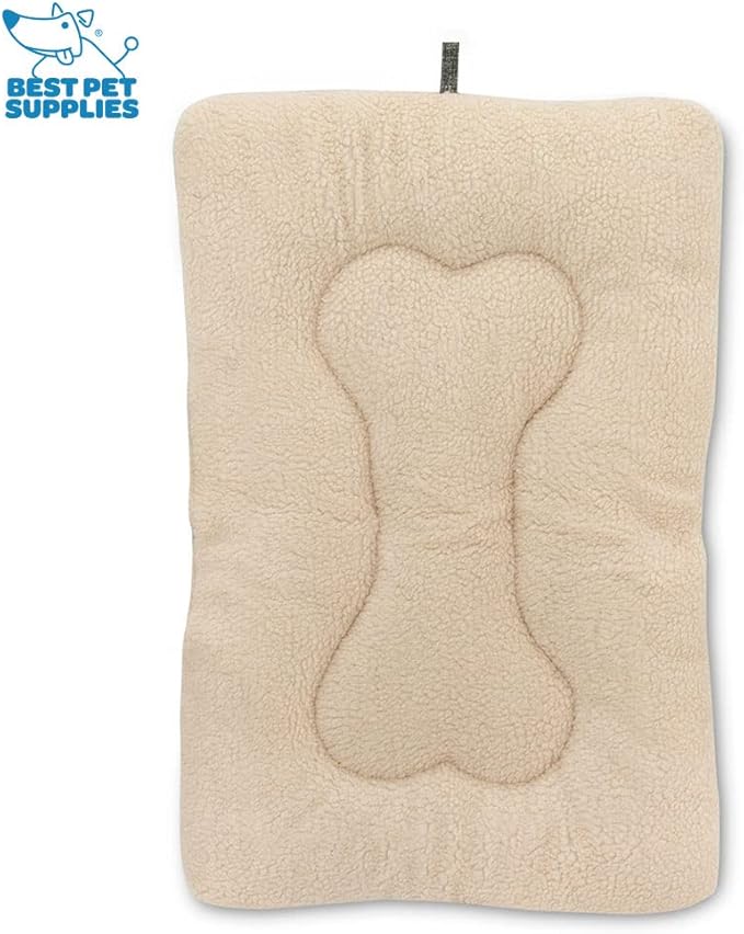 Best Pet Supplies Machine Washable Dog Crate Mat – Double-Sided Kennel Pad - Brown Linen, S (24 x 17)
