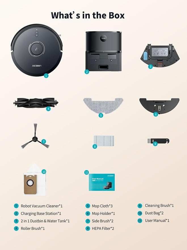 Robot Vacuum and Mop, Self-Emptying Robot Vacuum Cleaner with 8000Pa Suction, Laser Navigator with Smart Mapping Robotic Vacuums, 150Mins Runtime,Schedule,App Alexa Control for Carpet/Pet Hair,Q10 pro
