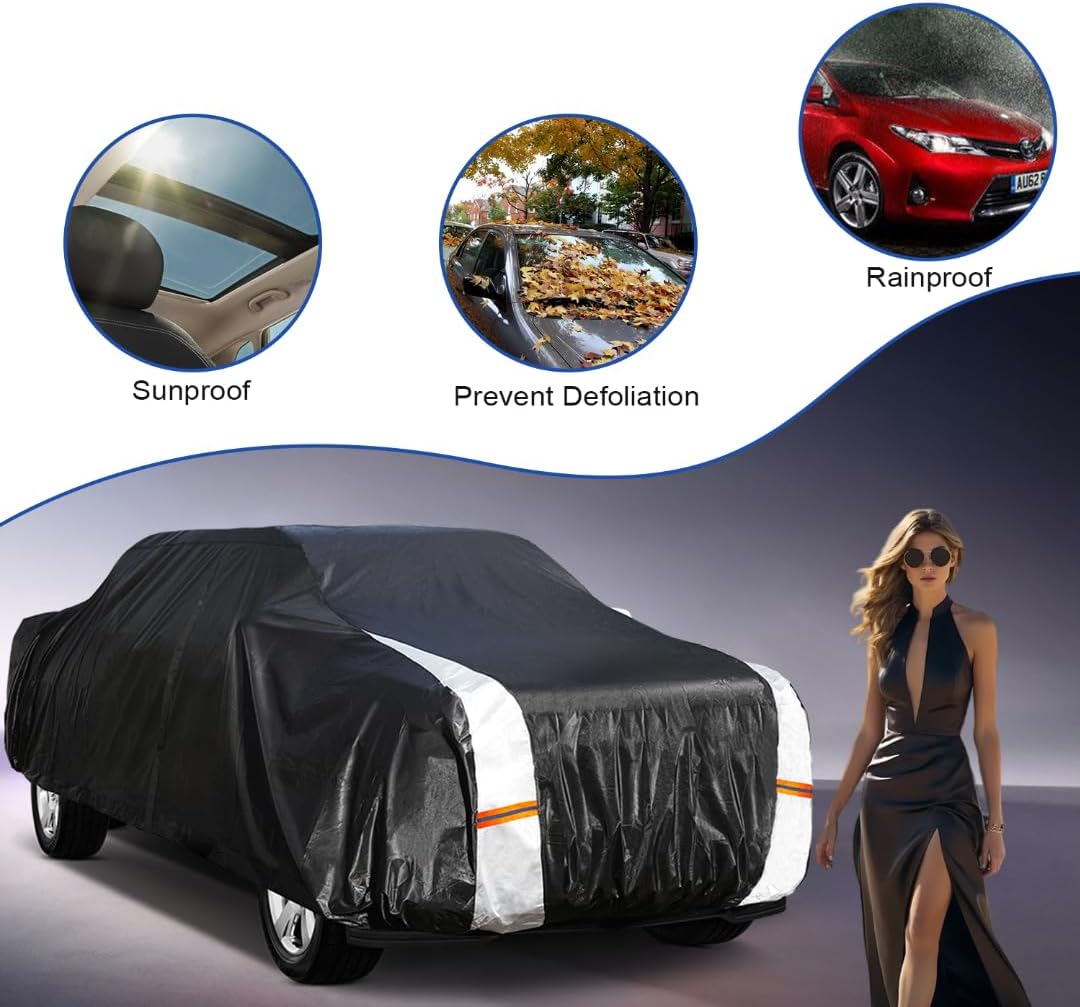 Toyota Tundra Truck Cover Custom Fit 1999-2021 Double Cab/CrewMax Cab SB (5.5'-6.5') With Door Zipper, 12 Layers Full Exterior Pickup Truck Cover Waterproof All Weather,Wind Dust Sun and UV Protector.