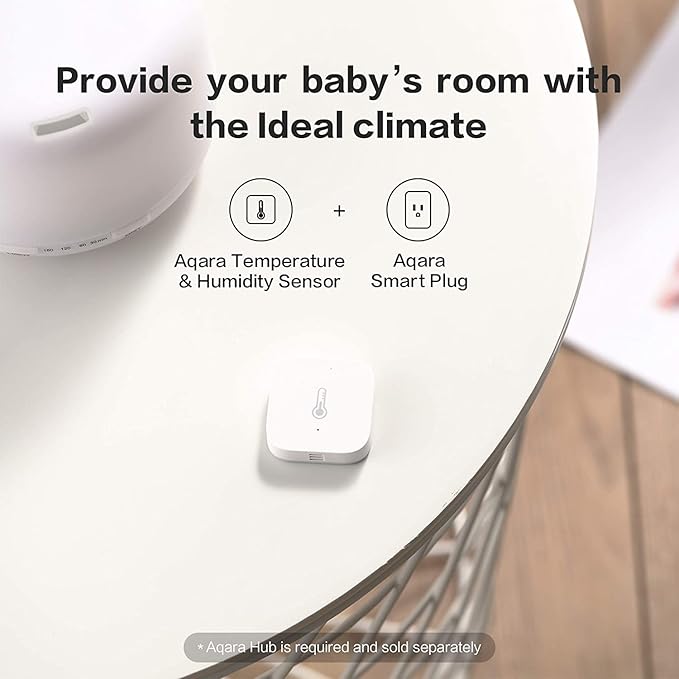 Aqara Zigbee Temperature and Humidity Sensor-3 Pack, Wireless Thermometer Hygrometer for Home Automation, Remote Monitoring, Aqara Hub Required, Compatible with Apple HomeKit, Alexa, Works with IFTTT