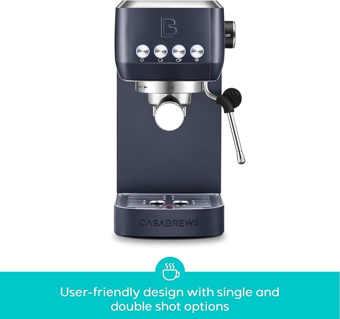 CASABREWS 3700 Essential Espresso Machine, Stainless Steel Espresso Maker | 20-Bar Italian Pump, Powerful Steam Wand, 43.9oz Removable Water Tank, Compact Espresso Maker for Home, Cappuccino & Latte
