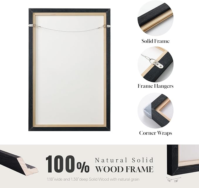 Large Framed Neutral Landscape Abstract Wall Art, Long Vertical 20x60 In | Gray brown pictures, Canvas prints, Wood frame, Modern minimalist lake paintings, Wall decor for hallway living room dining