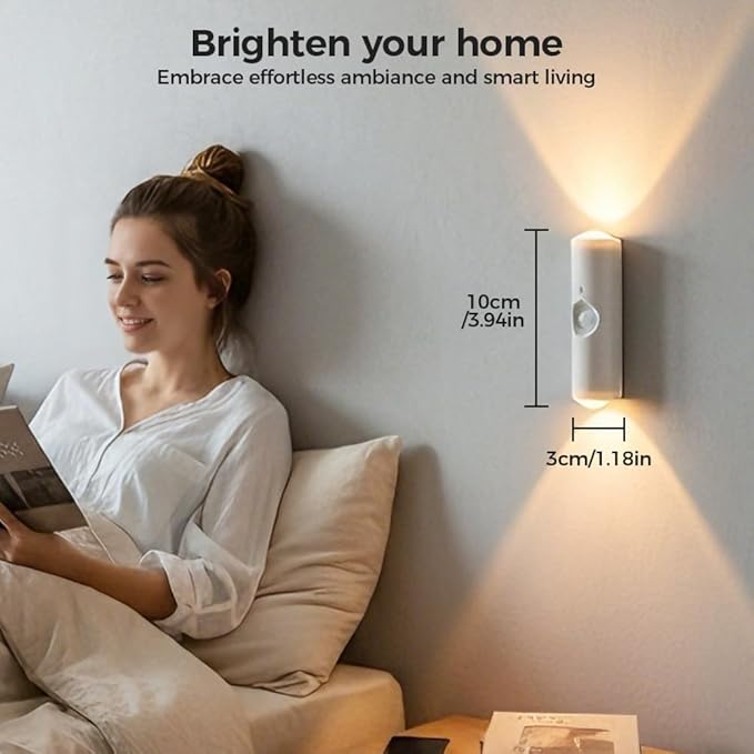 Rechargeable Smart LED Motion Sensor Ambient Light, 2026 New Magnetic Smart Sensor Night Light, Cordless LED Wall Sconce Lamp for Steps, Bedroom, Hallway, Courtyard (White, 2 Pack)