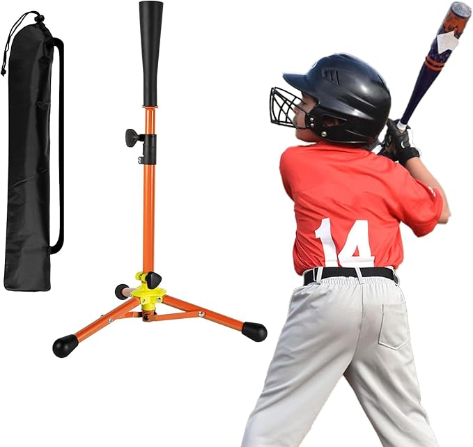 Kids Baseball Tee, 20.87 to 31.29 Inches Batting Tees for Baseball with Carry Bag, Portable Stable Baseball Tees for Hitting, Tripod Tanner Tee for Baseball Practice Stand Aged 3-8 Years