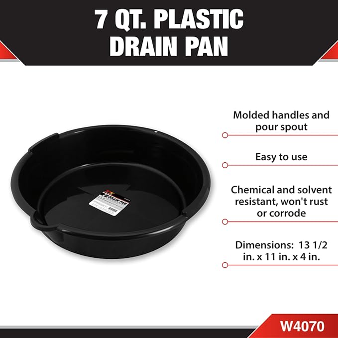Performance Tool W4070 Drain Pan, 7 Quart Capacity