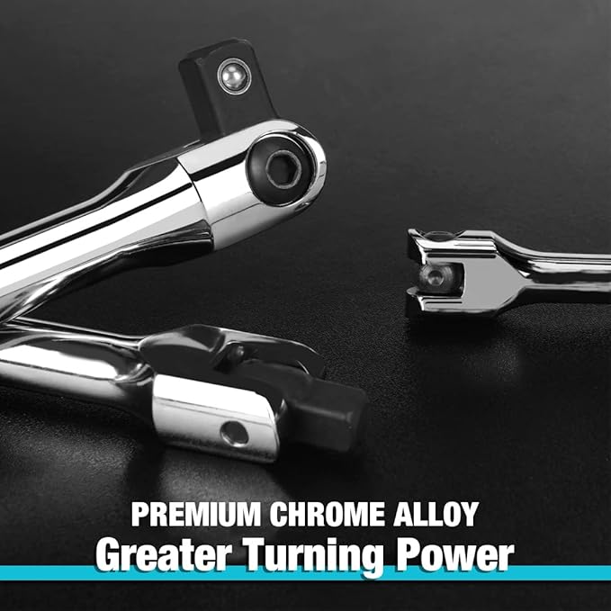 DURATECH 3-Piece Breaker Bar Set with 180° Rotatable Head, 6"-15" Lengths, Premium Chrome Alloy