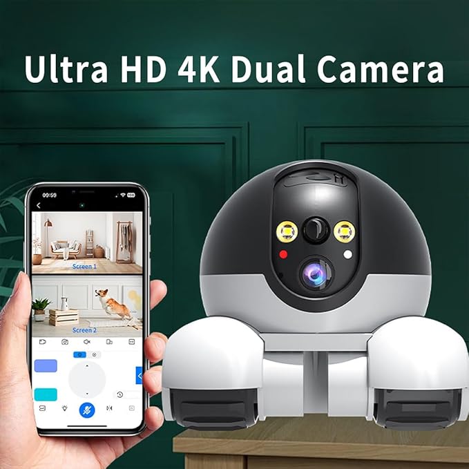 Pet Cameras Indoor with Phone App, 1080p Dual Lens, P 360°/T 90° Rotation Monitoring, 2-Way Talk, Night Vision, Motion Detection, Video Recording (4G, 64GB)