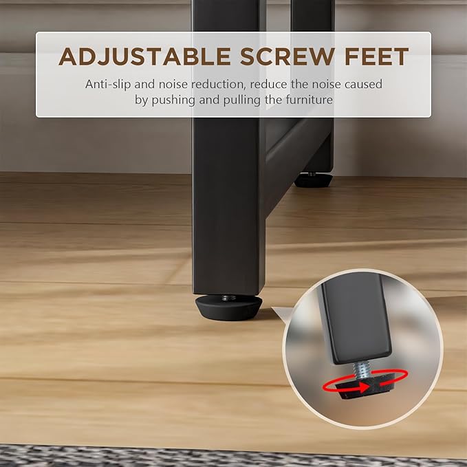 PayLessHere | 47 Inch Computer Desk | Black | Sturdy Office Desk | Metal Frame, Adjustable Feet | Water-Resistant, Scratchproof Surface | Writing Table for Home Office or Study | Pack of 1