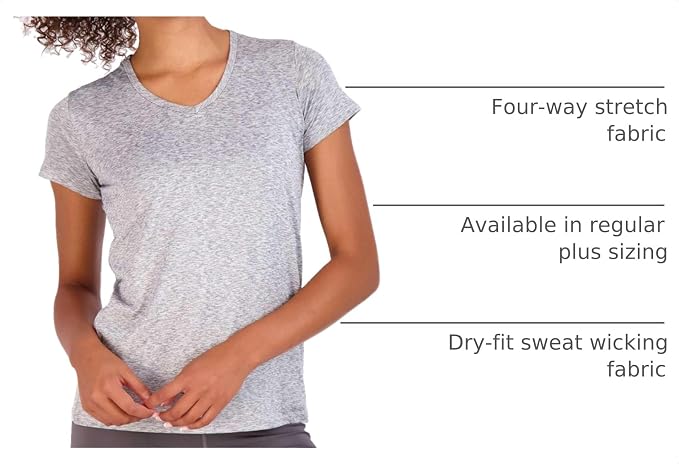 5 Pack Women's Dry Fit V Neck Workout Tops T Shirts Athletic Gym Yoga Tees | Available In Plus Size, Cooling Moisture-Wicking, Short Sleeve, Quick-Dry, Fitness, Stretch, Exercise, Running, Hiking