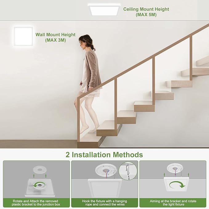 LEZOE 18W Motion Sensor LED Ceiling Light dimmable with Remote, 8.7Inch 1800lm 3000K/4000K/6500K Flush Mount Ceiling Lighting Fixture, Radar Sensor Lamp for Hallway Closet Laundry Porch Stair